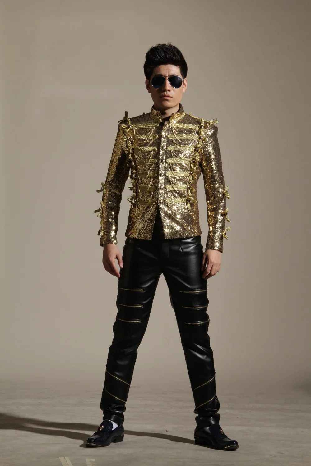 Куртка с золотыми блестками и кисточками мужская куртка модный костюм DJ Ds Bar для