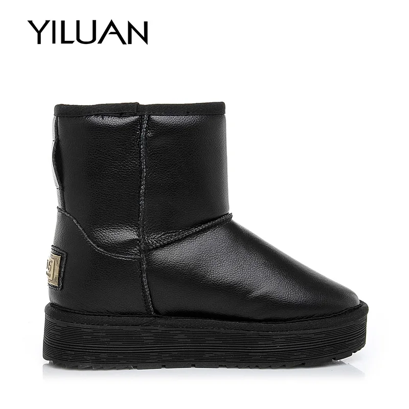 YILUAN/черные зимние ботинки Модные женские на платформе новый стиль 2019 года