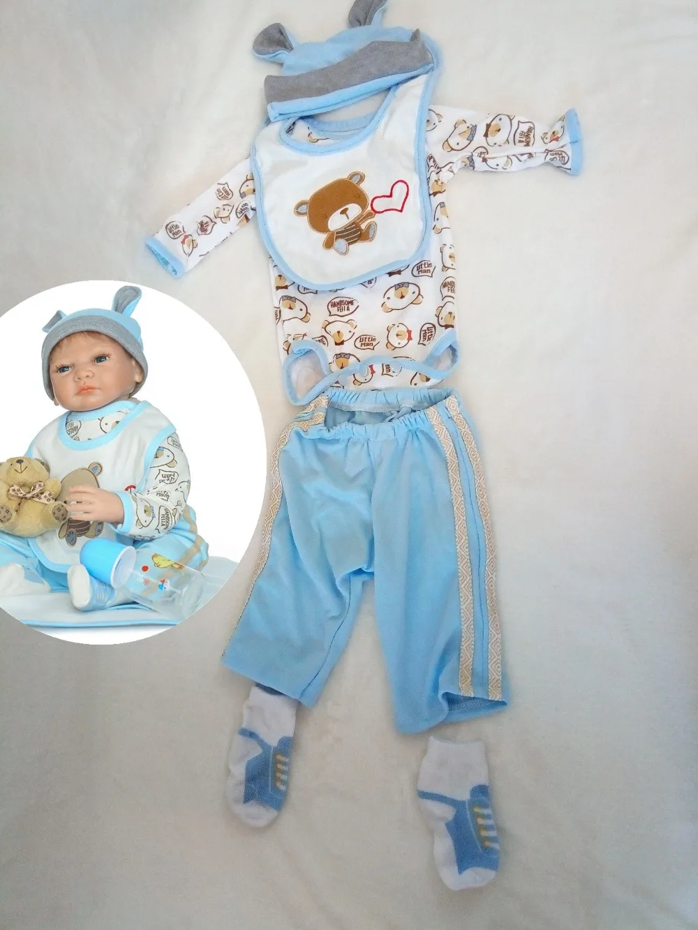 

silicone reborn dolls boys baby toys doll accessories blue clothes for boy doll toys 50 - 55cm cheap clothes china summer winter