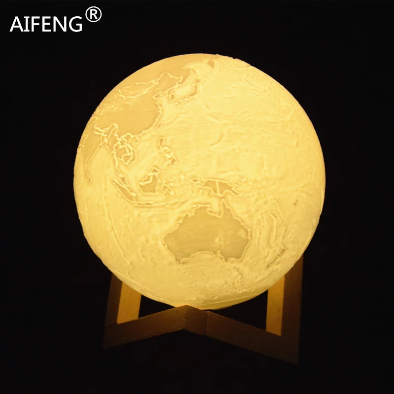 AIFENG 3d print earth light usb Rechargeable led night light moon light earth lamp Touch night lamp Home Decor Creative Gift