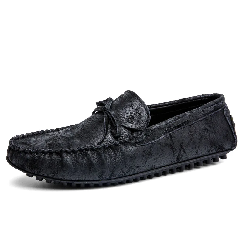 Wandai-9905-black Мокасины; мужские лоферы; повседневная обувь из замши; дышащая обувь без застежки; мягкие мужские мокасины для вождения автомобиля; весенняя обувь для отдыха на плоской подошве; Цвет Серый - Цвет: Wandai-9905-black