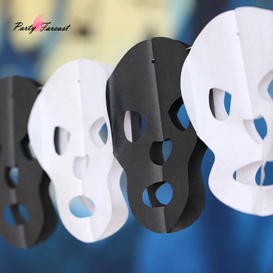 PF Бумага гирлянда Реквизит Череп Паук Хэллоуина тыквы призрак украшения ужас