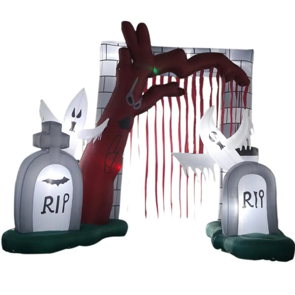 

Sayok Inflatable Halloween Entrance Archway Inflatable Gravestone with Grim Reaper with Led Lights Yard Decoration