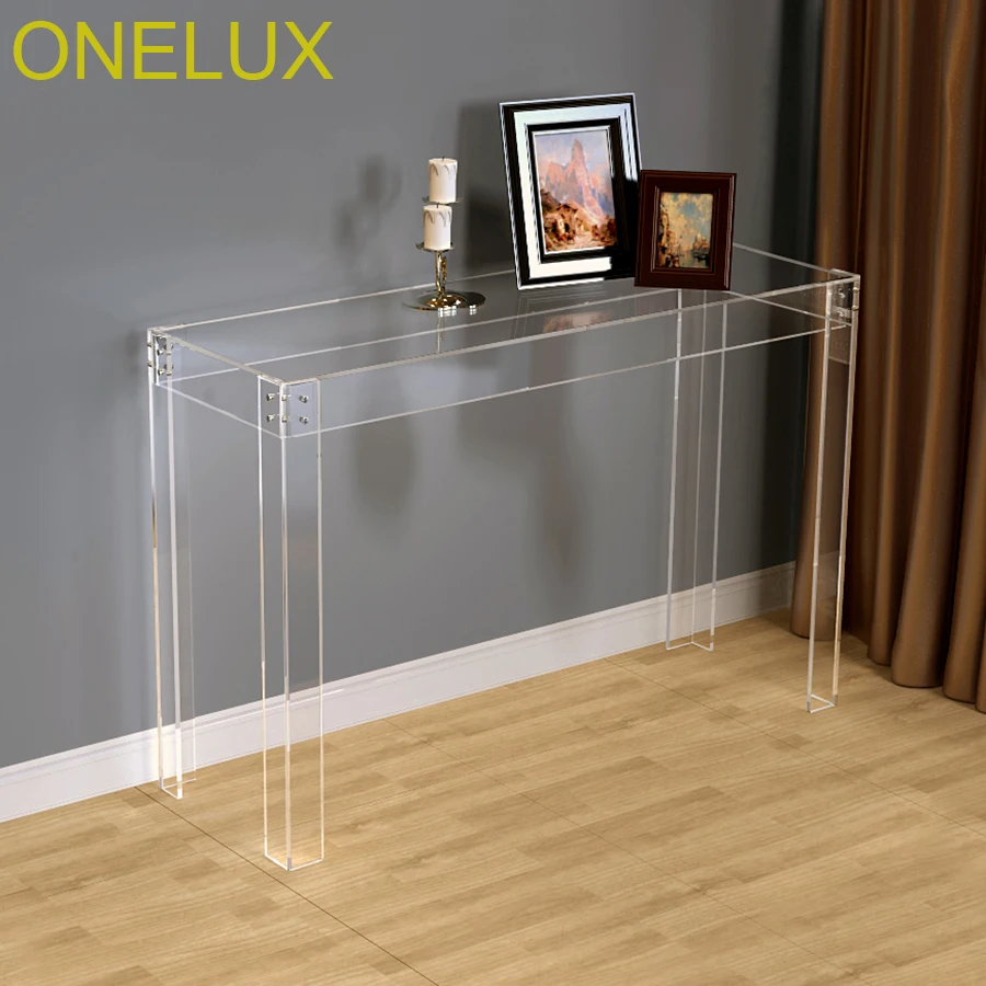 Выгравированный водопад акриловый Прихожая стол, Lucite консоль/письмо/угол/события Tables-80W 35D 80 H см