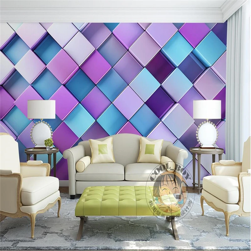 Обои для стен 3 d обои D геометрический квадратный фиолетовый фантазия KTV|custom