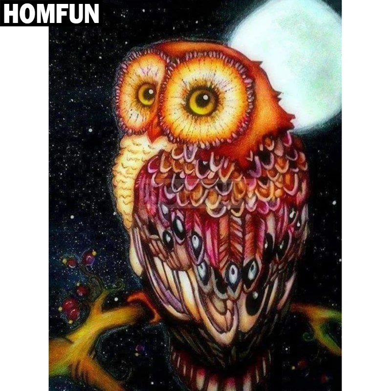 HOMFUN полный квадратный/круглый дрель 5D DIY Алмазная картина "Животные Сова" вышивка крестиком 5D домашний Декор подарок A02619