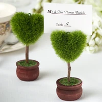 free shipping 100pcslot wedding favors wedding gift heart shape topiary photo holder place card holder with matching card