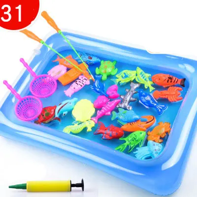 Inflatable pool Magnetic Fishing Toy Rod Net Set For Kids Child Model Play Fishing Games Outdoor Toys - Цвет: 31 pcs