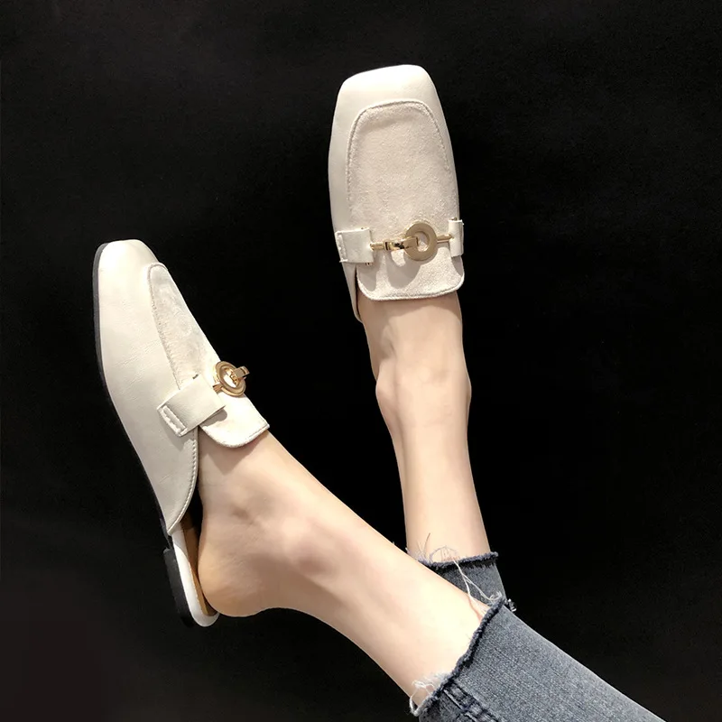 Шлепанцы Muller женские в стиле ретро плоская подошва квадратный носок