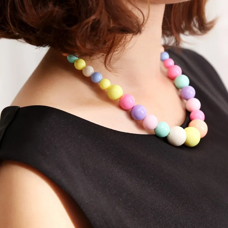 METOO Girls Jewelry for Kids Necklace Bracelet Beads Resin Ball Candy Color Princess Baby Multicolor Children | Украшения и