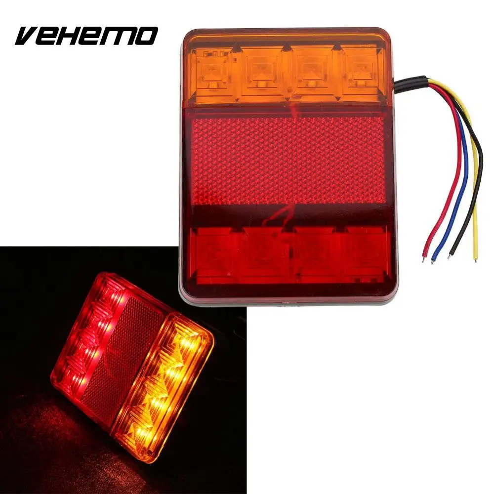 Vehemo 2 шт. 8 светодиодный фонарь Предупреждение светильник 12V для прицепа лодки автомобильный Светильник Автомобиля красного и желтого цветов Водонепроницаемый авто аксессуары