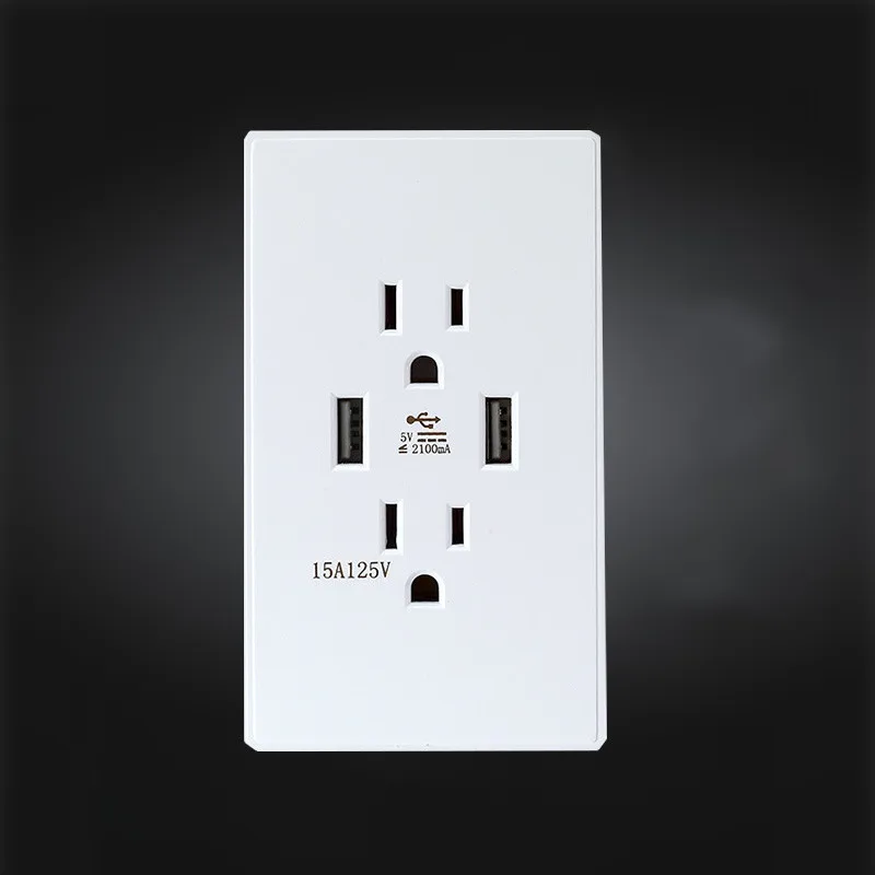 Настенная розетка с двумя USB портами 15 А|Удлинители электрические| |