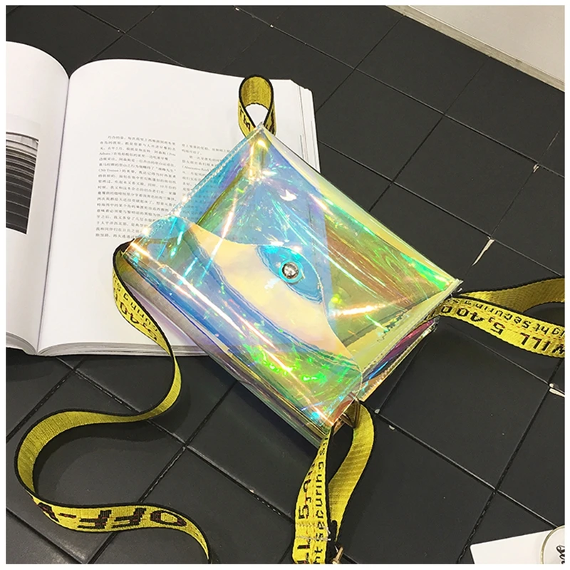2018 Fashion Chic Jelly Crossbody Bags Colorful Laser PVC Small Strap Bag Rainbow Colour Messenger Girls Transparent Bolsas | Багаж и