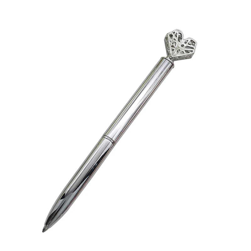 Metal silver Металлические полые в форме сердца шариковая ручка 18 различных Цвета с черными чернилами 0,7 мм офиса письменные принадлежности Канцтовары товары для учебы - Цвет: Metal silver