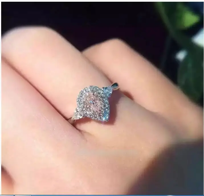 Каплевидное кольцо с розовым чешским камнем | Украшения и аксессуары