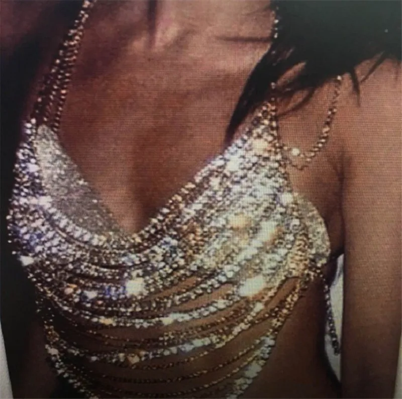 Женская прозрачная цепочка с кисточками на груди блестящий бюстгальтер со