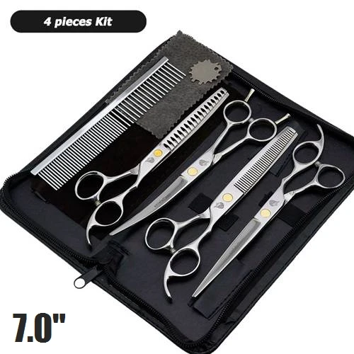 silver kit Univinlions " ножницы для стрижки собак Ножницы для собак Ножницы Для Стрижки животных и кошек ножницы для утончения собак изогнутые ножницы набор инструментов - Цвет: silver kit