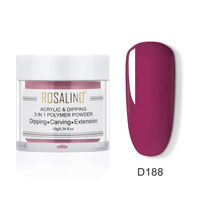 D188 ROSALIND 3 в 1 порошок кристалл акриловый порошок наращивание ногтей строитель погружения порошок дизайн ногтей резьба украшения для маникюра - Цвет: D188