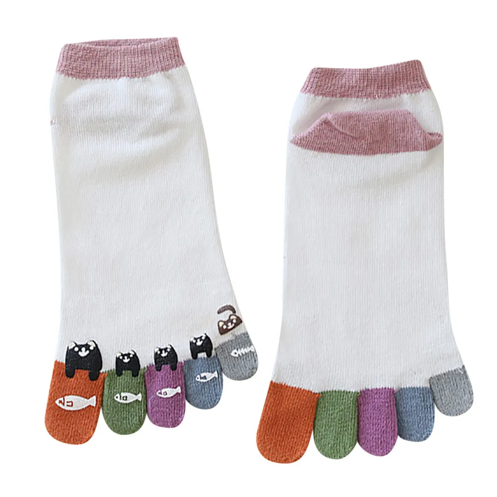 PP Женские носки; calcetines mujer; женские хлопковые дышащие Разноцветные носки с пятью пальцами; хлопковые забавные короткие носки; T429 - Цвет: PP