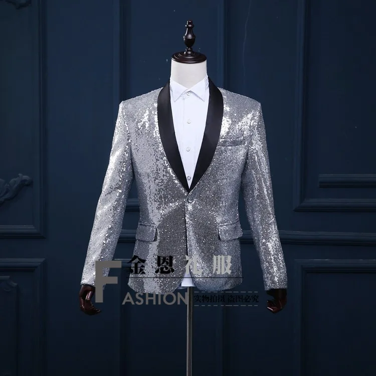 Новый мужской блесток Куртка Блейзер пальто костюм для свадьбы и выпускного
