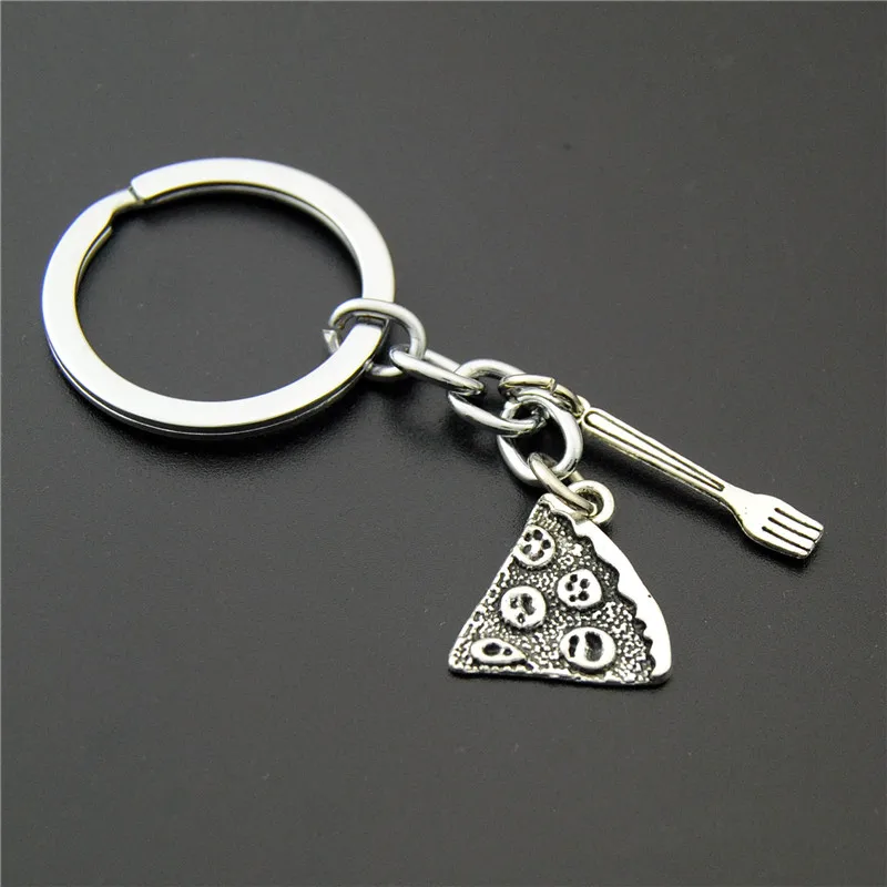 1 шт. цинковый сплав для пиццы и вилки брелок еды ie ручная работа E886|key ring|key ring diyring