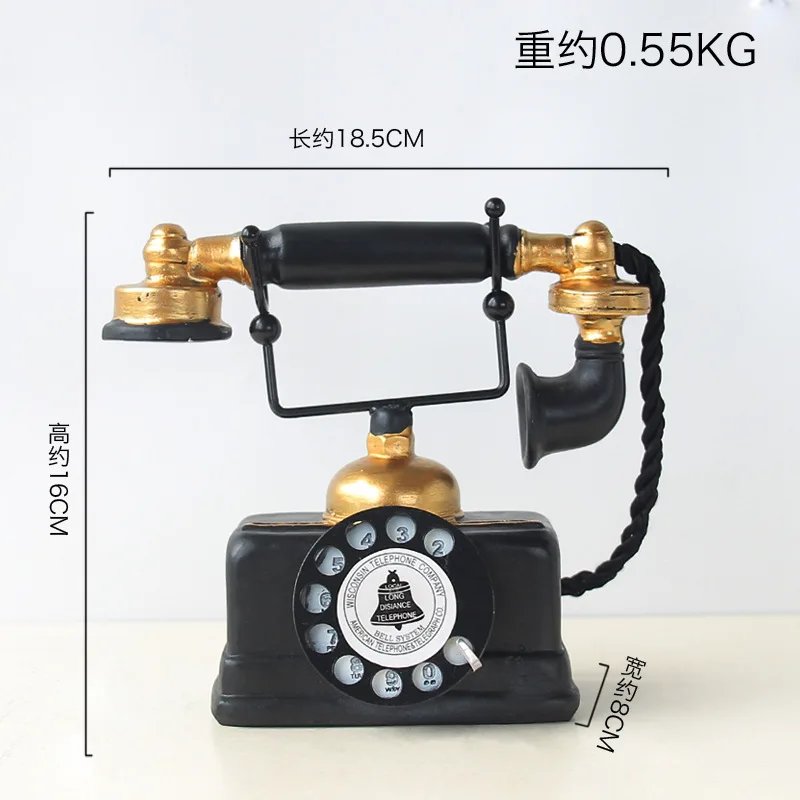 Retro Phone Resin Old Craft Vintage Style Desk Figurines Home Decorative Telephone Model Bar Cafe Tabletop Miniatures | Дом и сад