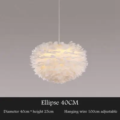 White 40CM LukLoy перьевая люстра индивидуальное искусство Висячие веревки огни скандинавские романтические креативные Простые Модные светодиодные лампы для спальни - Цвет абажура: White 40CM