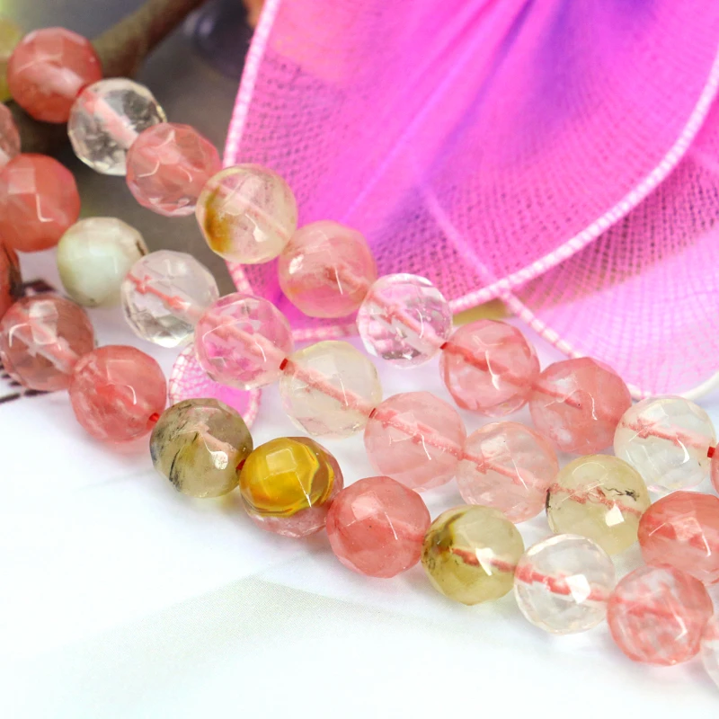 Граненые бусины 8 мм из разноцветного арбуза и турмалина незакрепленные 15 дюймов