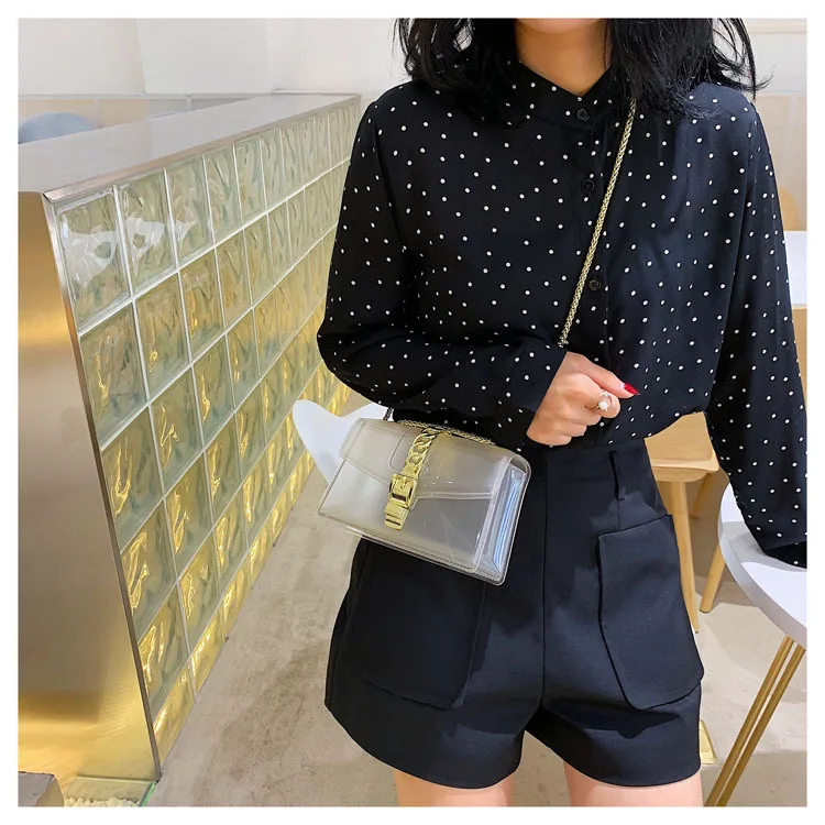 8 Colors Fashion Jelly Bag Casual Panelled Chain Shoulder Messenger Bags Summer Transparent Women Purse and Handbags Channel Bag