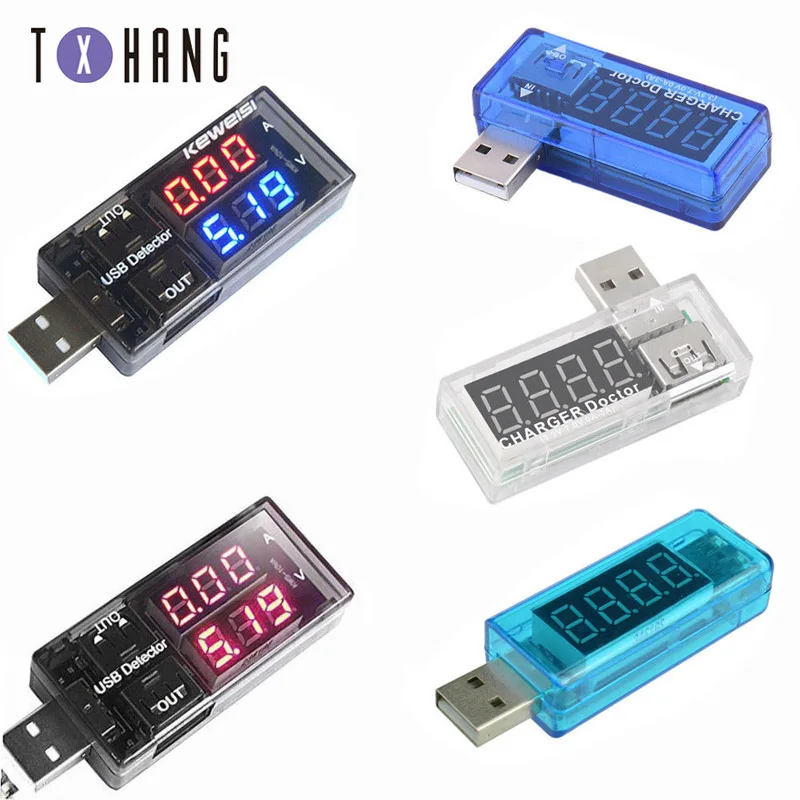 Измерительный мультиметр для USB-устройств с LCD-дисплеем и функцией определения напряжения, тока, емкости, зарядки и подключения к Power Bank.