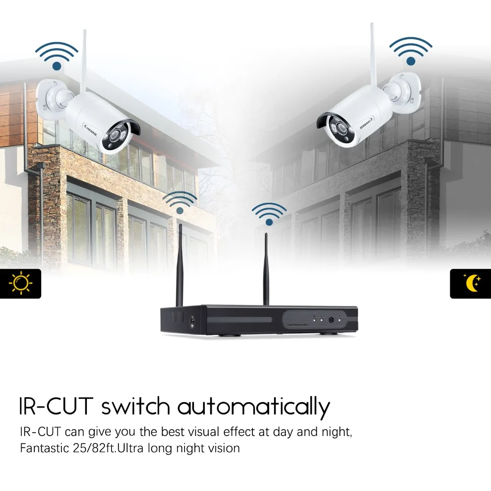 eyes.sys Waterproof 8CH Wireless 1080P NVR Audio system (8) wifi 2.0MP NET IP Camera P2P Security System Surveillance Kit | Безопасность