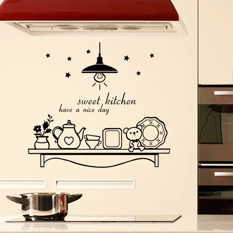 Звезда цветок медведь плакат стены Стикеры обои творческий сладкий Кухня