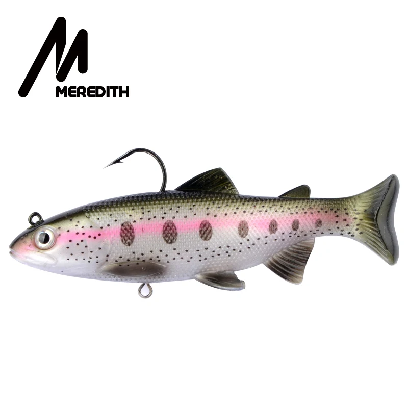 A MEREDITH, 12 см, 15 см, форель, свинцовая головка, ПВХ, рыболовные приманки, для плавания, Т-образный хвост, силиконовые свинцовые мягкие приманки, искусственные приманки, плавающая приманка, воблеры - Цвет: A