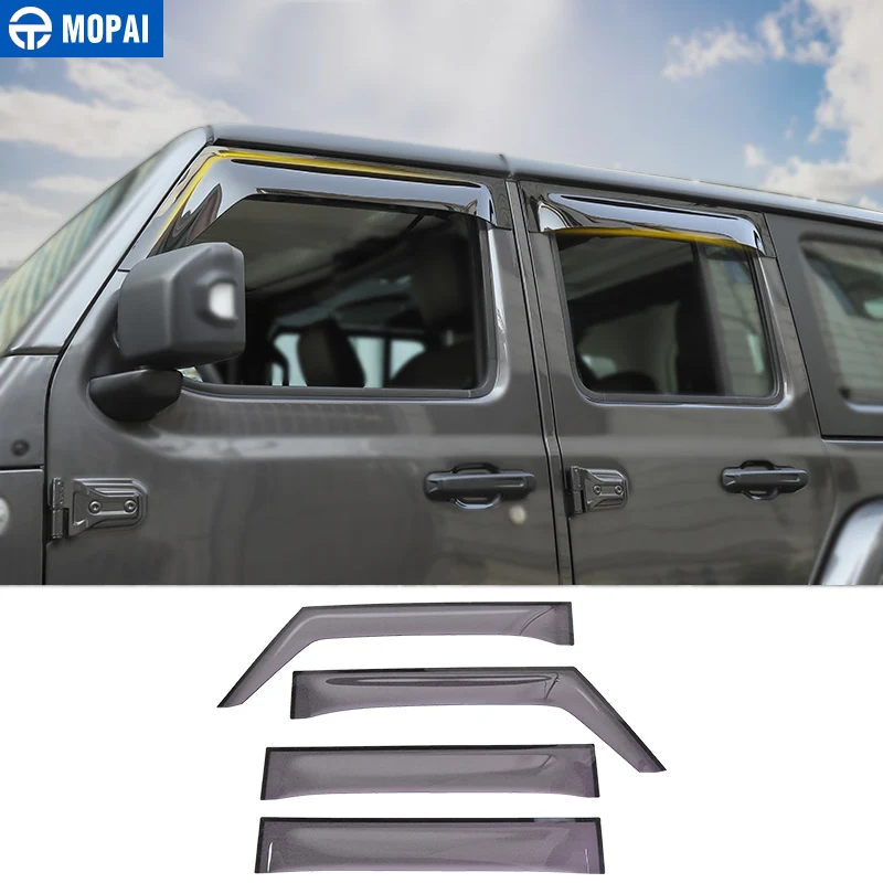 

MOPAI Car Window Visors for Jeep Gladiator 2018+ Car Windows Rain Sun Visor Shield Cover Accessories for Jeep Wrangler JL 2018+