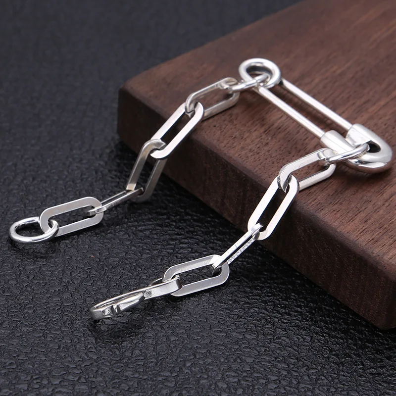 925 sterling silver men's bracelet jewelry retro Thai Korean fashion personality chain pin brooch men and women | Украшения и