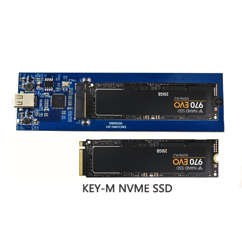Корпус NVME SSD, адаптер M.2 NVME на USB C, черный чехол, USB 3,1 Gen 2(10 Гбит/с) для samsung 960/970 EVO/PRO M2 PCIE SSD
