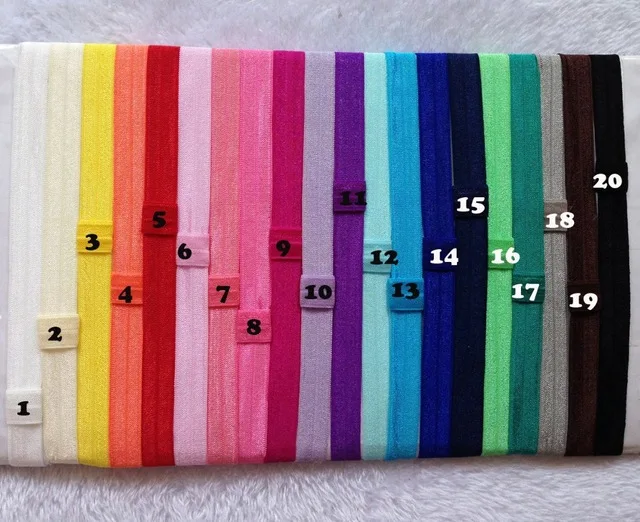 choose color 100 шт./лот, 20 цветов,, эластичные атласные головные ободки повязки для девочек, гибкие мерцающие эластичные повязки для волос, головные уборы - Цвет: choose color