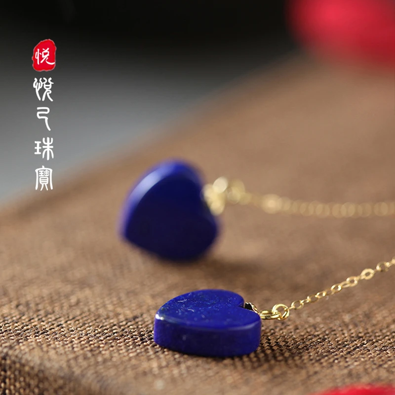 Серьги для женщин золотого цвета в форме сердца из натурального Lapis Lazuli|earrings