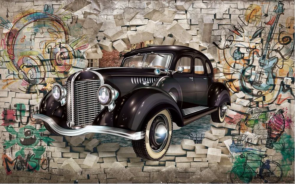 Beibehang пользовательские фото обои ретро Винтаж автомобиль ходьба стены 3D стерео ресторан бар росписи задний план стены