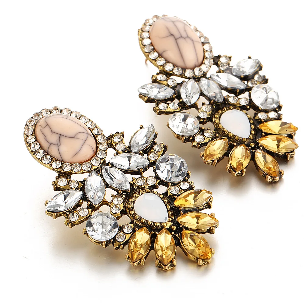 Женские серьги ретро простые из природного камня особенности текстуры каменные |