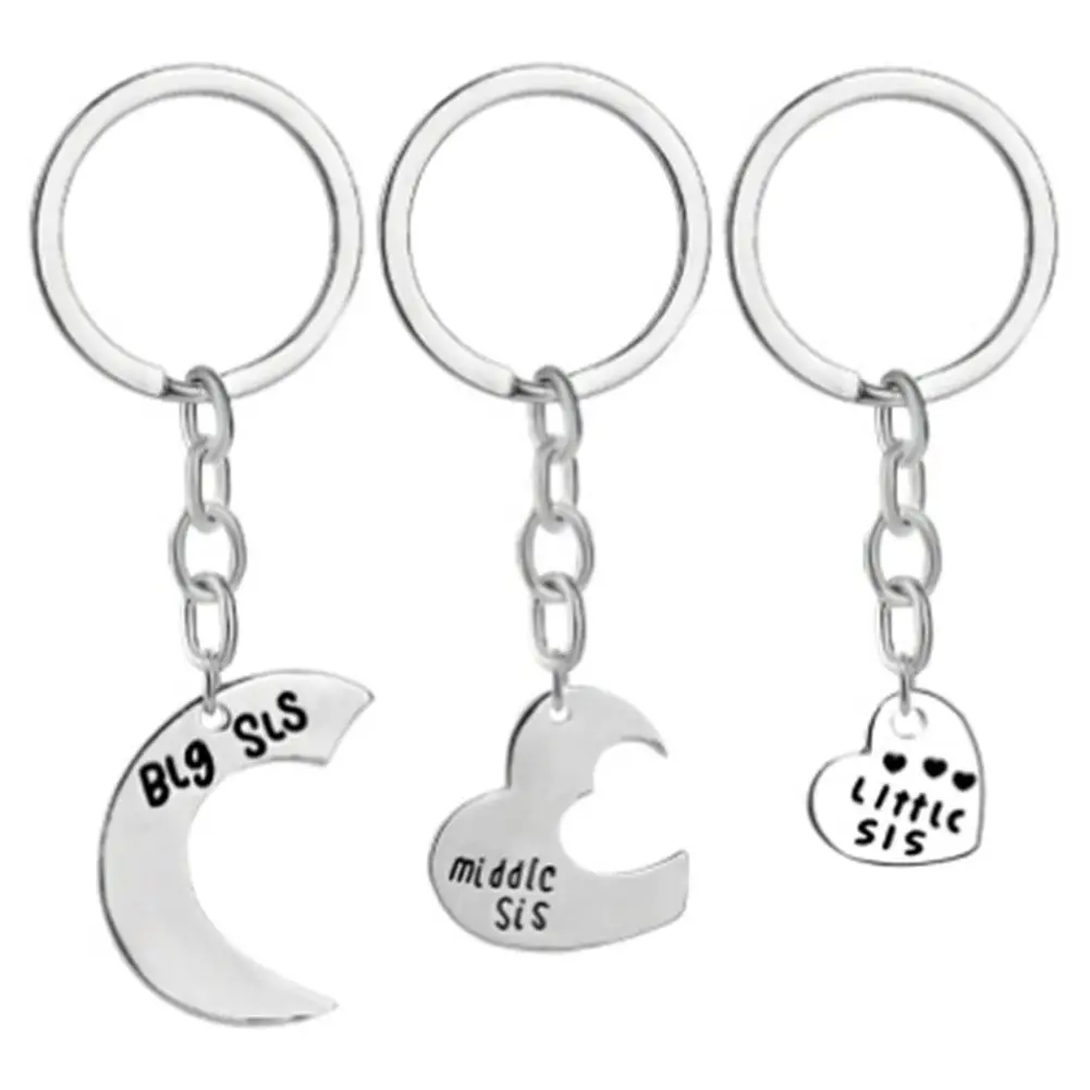 3 шт. большой Sis средняя сестра Little Love Heart серебряный сплав брелок с подвесками для
