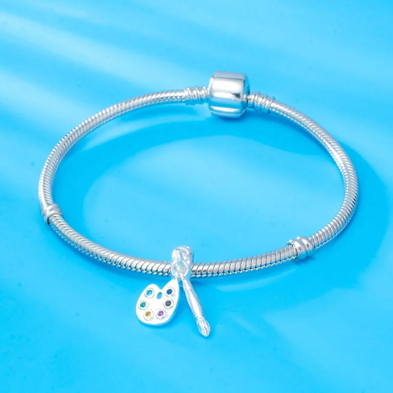 Подвесная палитра и кисть для рисования Sambaah с цветным фианитом Подходит Pandora