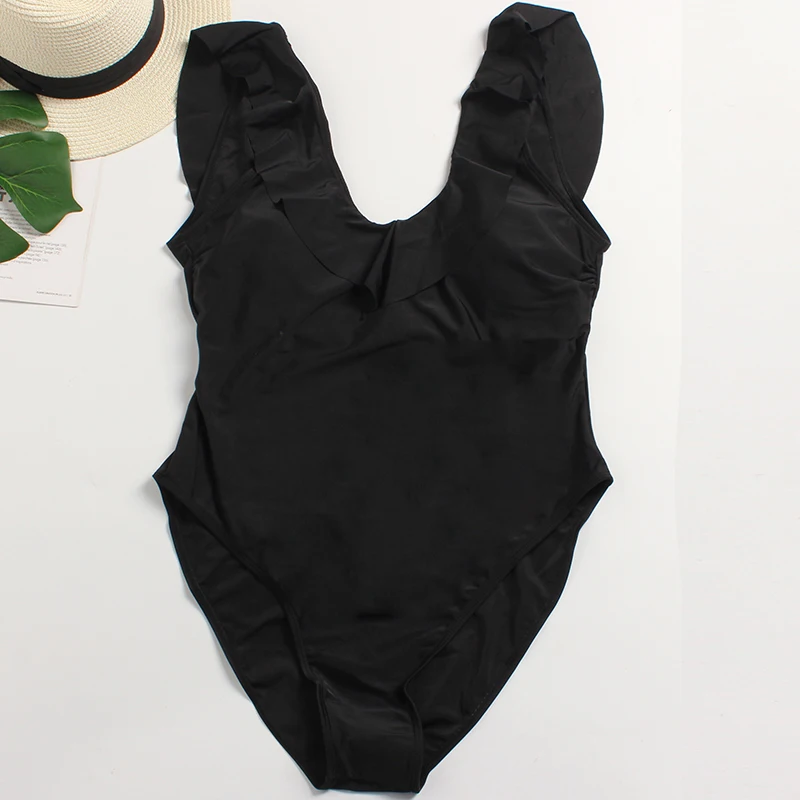 PLUS SIZE ONE PIECE swimsuit ruffle swimwear women off shoulder monokini print maillot large sizes swimsuit ruffled swimwear