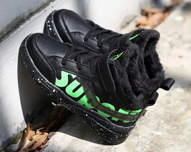 Winter Children Sneakers New Velvet Martin Boots Elastic Band Kids Casual Shoes Boys Girls Snow Boots Plush Fashion Boots