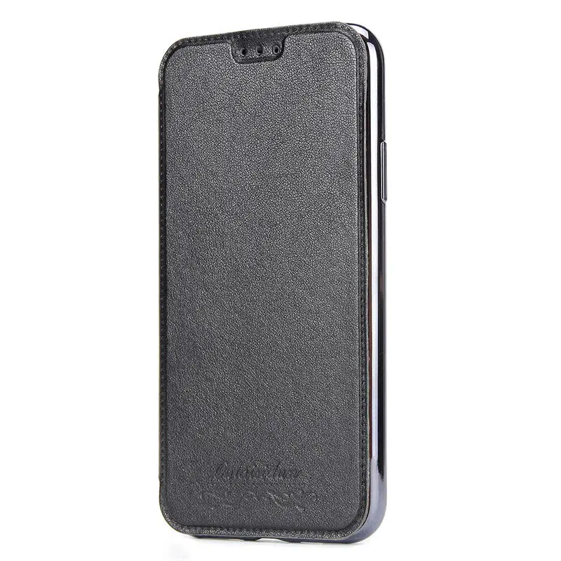 Black Чехол-Кошелек с гальваническим покрытием для iPhone X, 5, 5S, SE, 6, 6S Plus, 7, 8 Plus, мягкий ТПУ+ прозрачный кожаный флип-чехол с подставкой - Цвет: Black