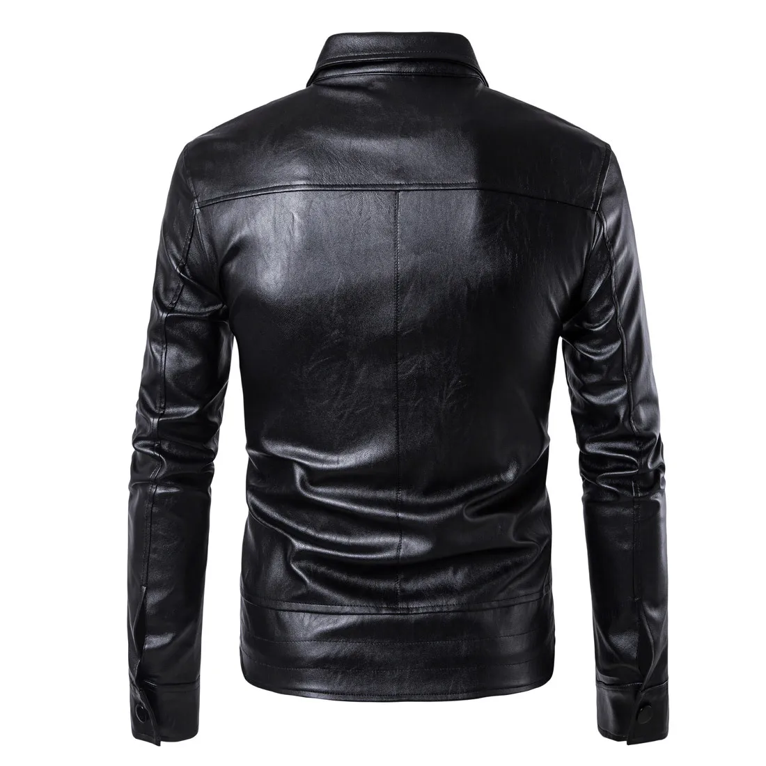 Moto Biker Autumn Men Faux Leather Jacket Turn-down Collar Slim Winter Solid Pockets Motorcycle PU Coat | Мужская одежда