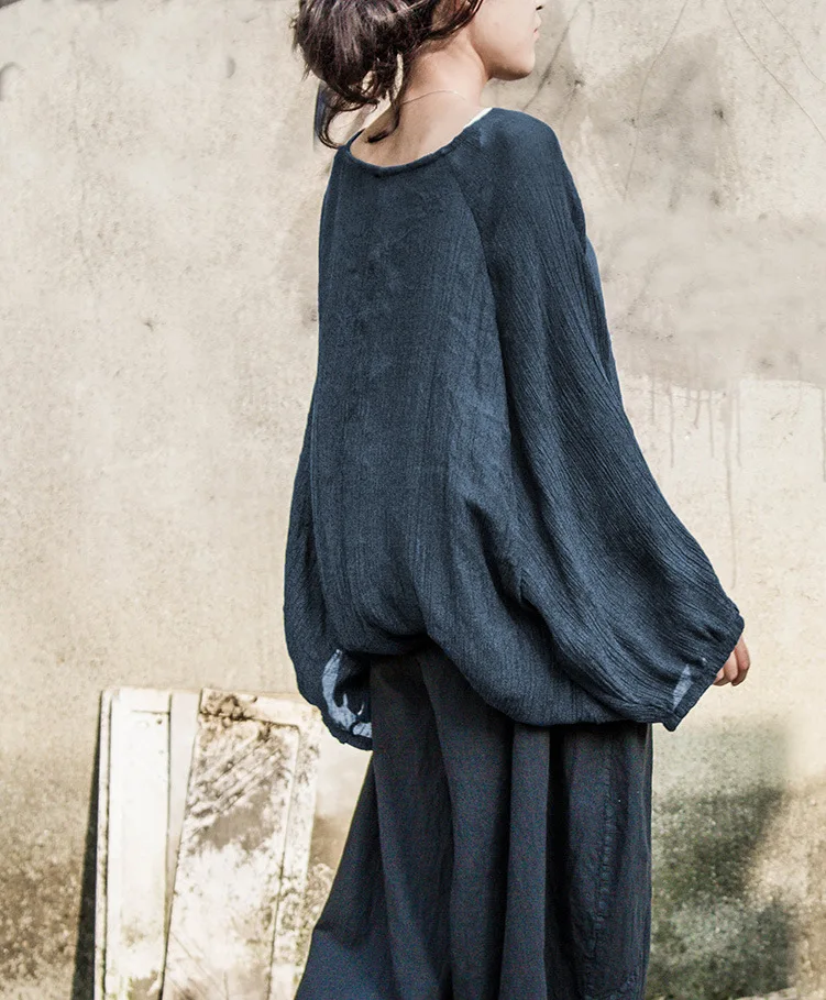 Рубашка женская хлопковая льняная с рукавом фонариком большого размера|shirt