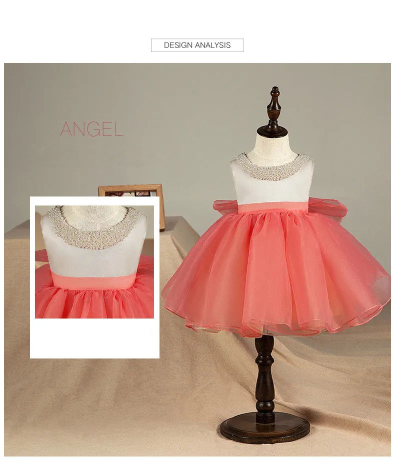 Новинка 2017 года платье принцессы для маленьких девочек с большим бантом атласное