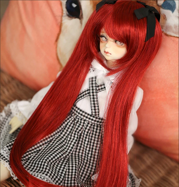 D01-P124 детская игрушка ручной работы 1/3 1/4 аксессуары для кукол BJD/SD кукольный парик двойная оплётка темно-красная 1 шт