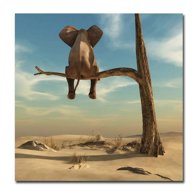 

Lonely elephant Canvas Painting Modern Print Poster Pictures Home Bedroom Living Room Decoration Wall Art no frame
